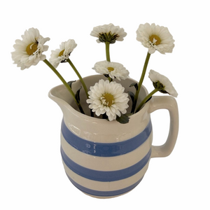 Vintage Carrigaline Irish Small Pitcher Blue White Striped Stoneware County Cork